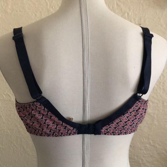 Lise Charmel Antigel Pink Purple Floral Navy Blue Lace Trim Bra 38D - Picture 5 of 12